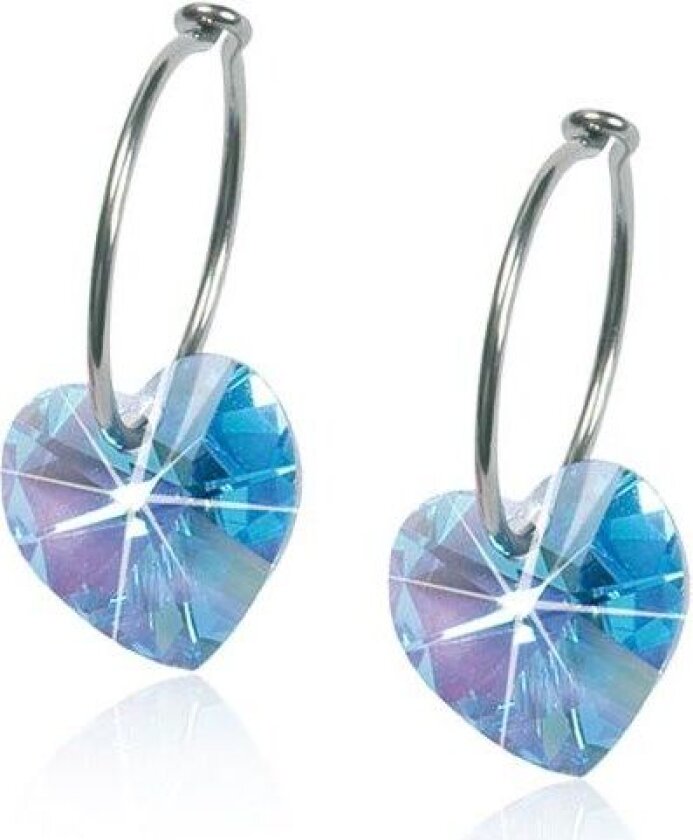 Natural Titanium Heart Sleeper 14mm Aquamarine
