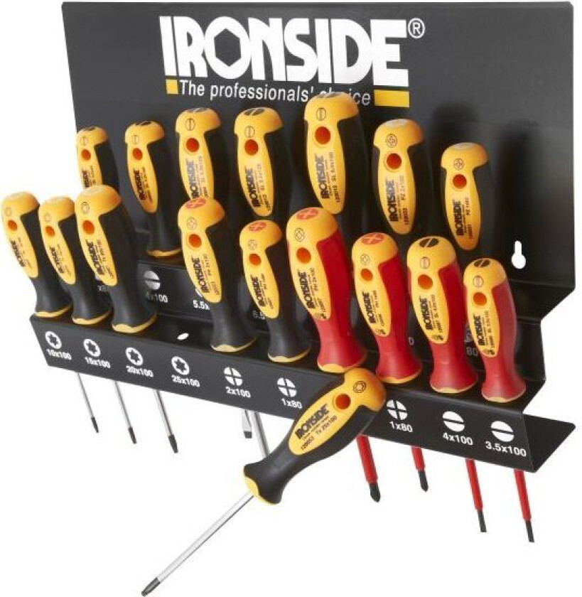 120555 Skrutrekkersett 17 deler, med veggstativ