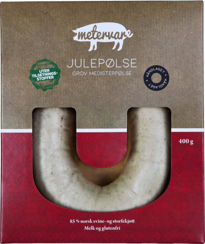 Julepølse - Grov Medisterpølse, uten Kunstige Tilsetningsstoffer - Metervare