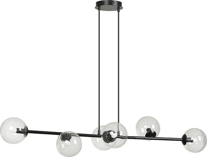 Emibig Rossi takpendel 6 lys - Svart/Klart glass