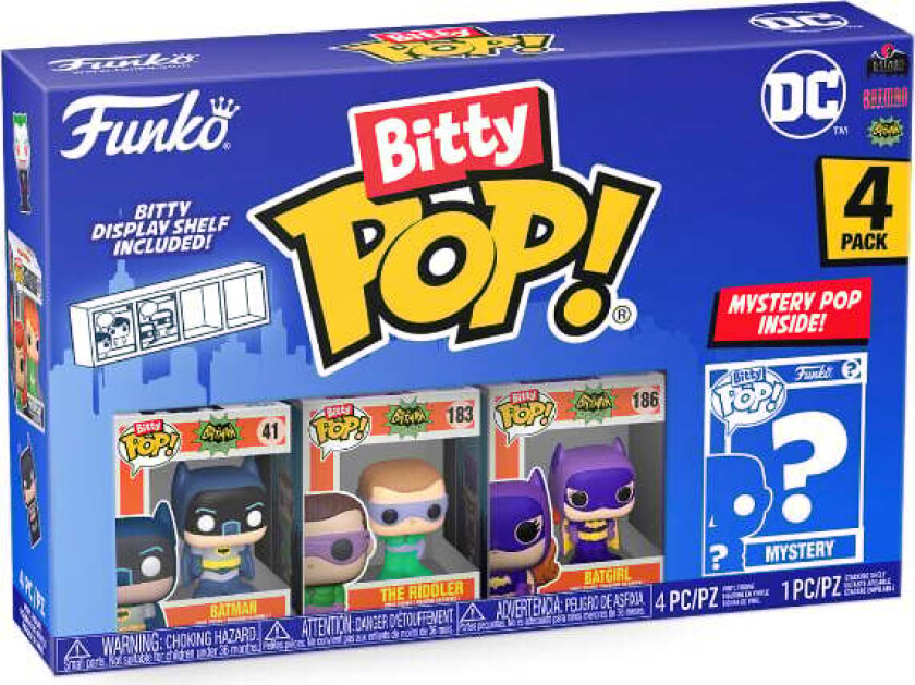 Funko Bitty Pop! Dc Super Heroes 4-Pakning - Batman / The Riddler / Batgirl