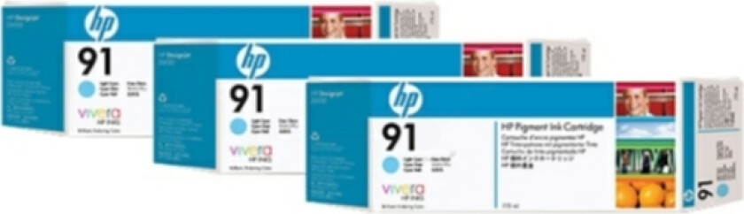 Hp Blekk Ljus Cyan No.91 - Z6100 775ml 3-pack