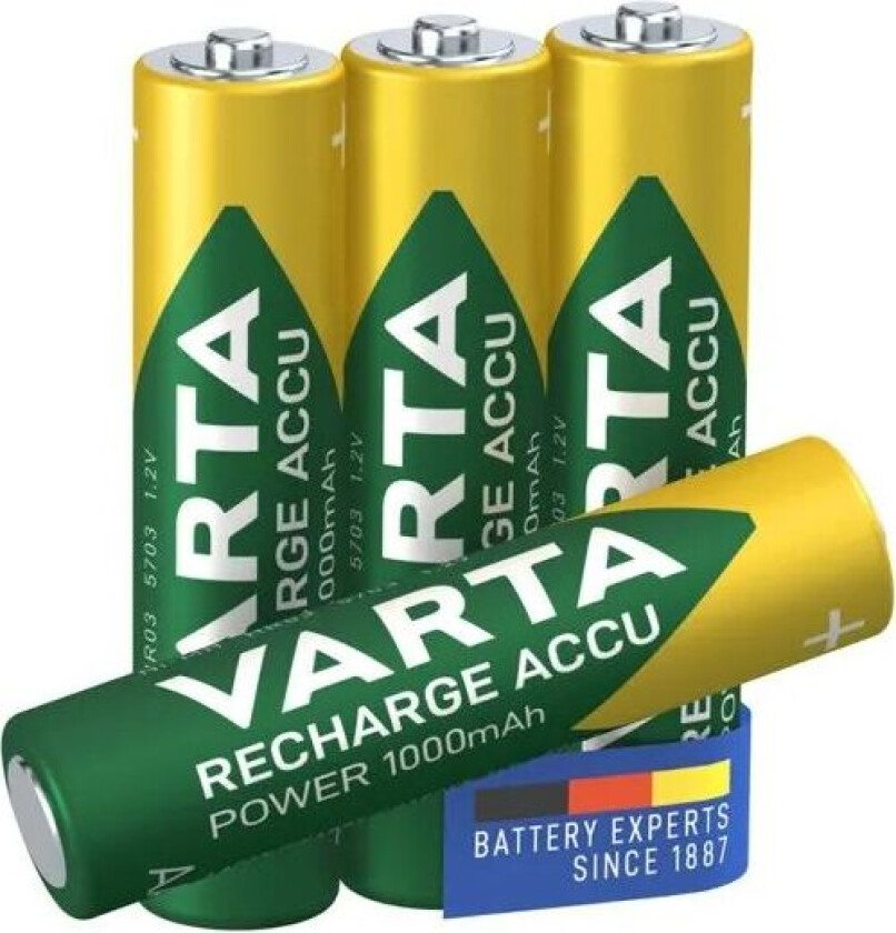 Oppladbare AAA-batterier 1000 mAh 4-pk.