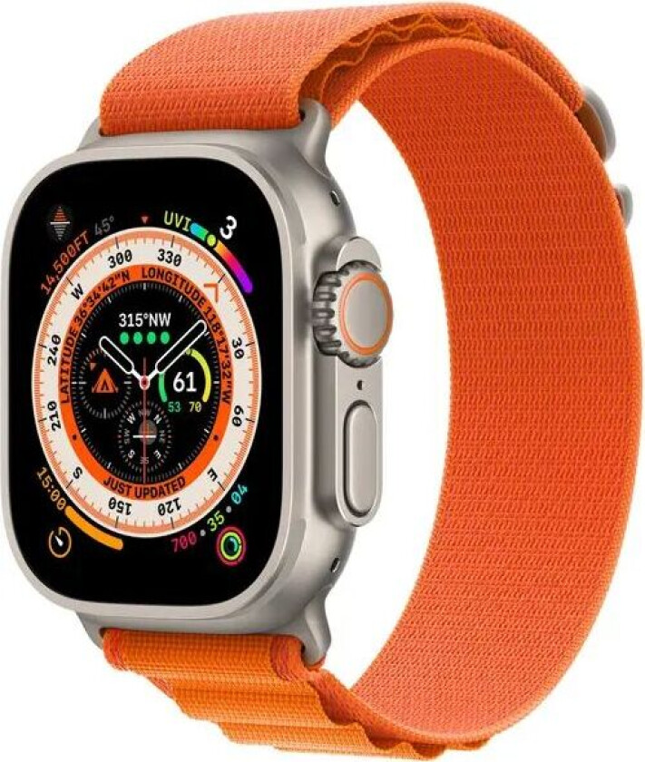 Watch Ultra GPS + Cellular, 49mm Titanium Case with Orange Alpine Loop - Small