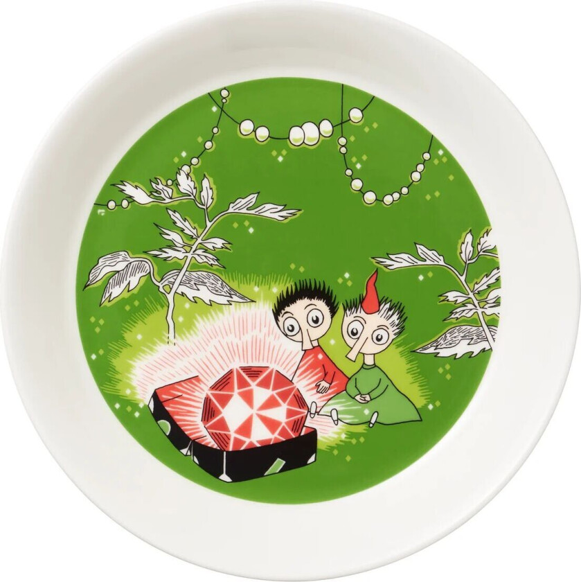 Mummitallerken Tufsla & Vifsla rød rubin grønn