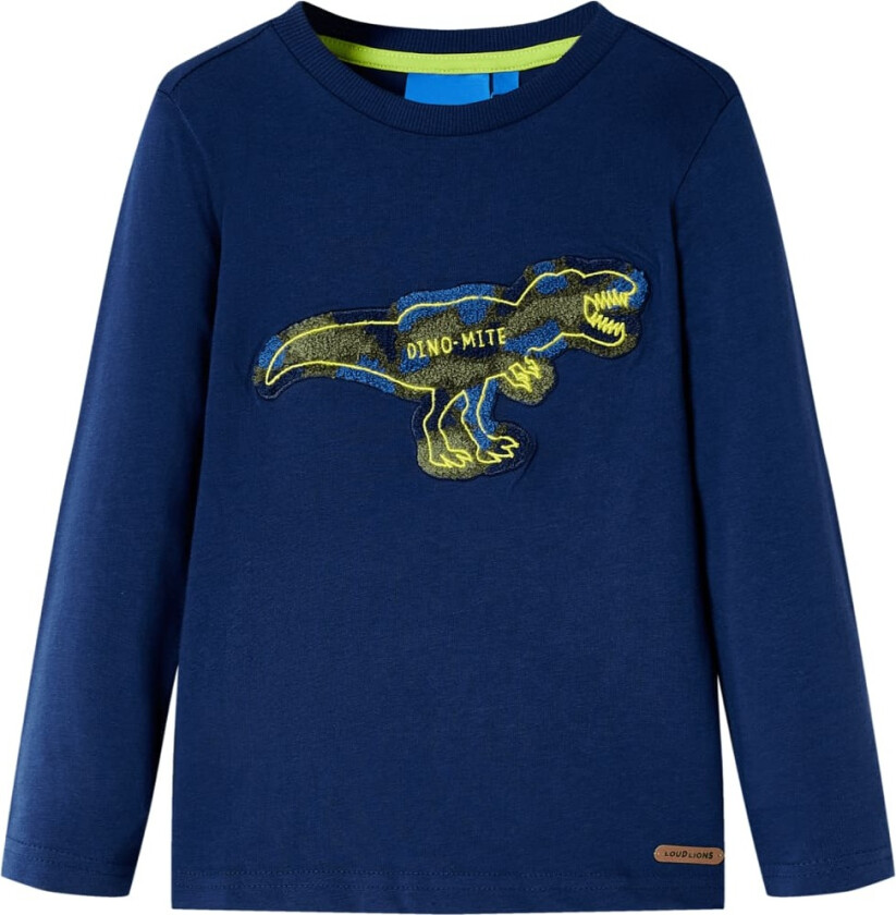 T-skjorte for barn med lange ermer marineblå 104