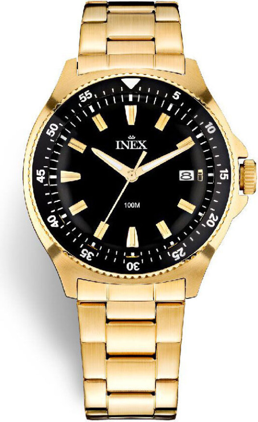 Inex Mens Sport Gold Black A69530-1D5I - Kvarts - Gull - Herreklokker - Rustfritt stål - ledd m/pin - Mineral