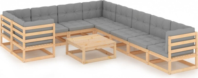 Hagesofagruppe med puter 10 deler heltre furu