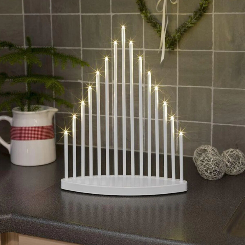 Adventsstake 15 LED - Hvit