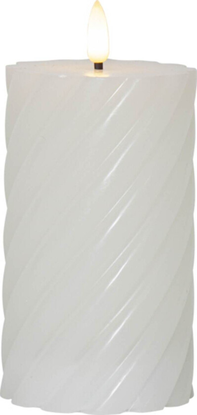LED Blokklys Flamme Swirl, 15 cm Hvit
