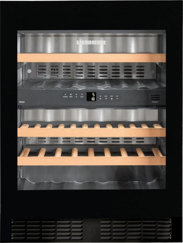 Vinidor UWTgb 1682 - Vinkjøler - under disken - innebygd - fordypning - bredde: 60 cm - dybde: 58 cm - høyde: 82 cm - 94 liter - Klasse G