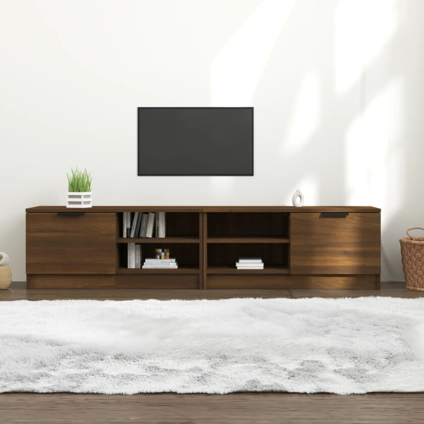 TV-benker 2 stk brun eik 80x35x36,5 cm konstruert tre