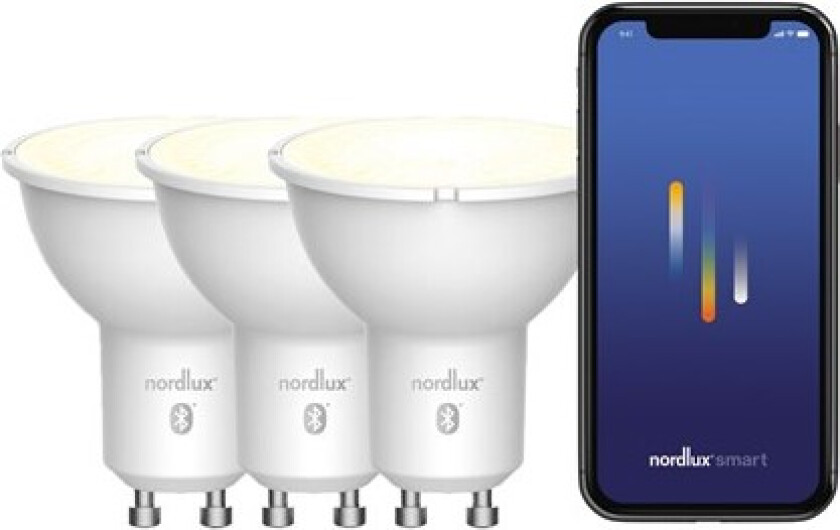 Smartpære GU10 2200-6500 Kelvin 420 Lumen 4,8W - 3 pakning