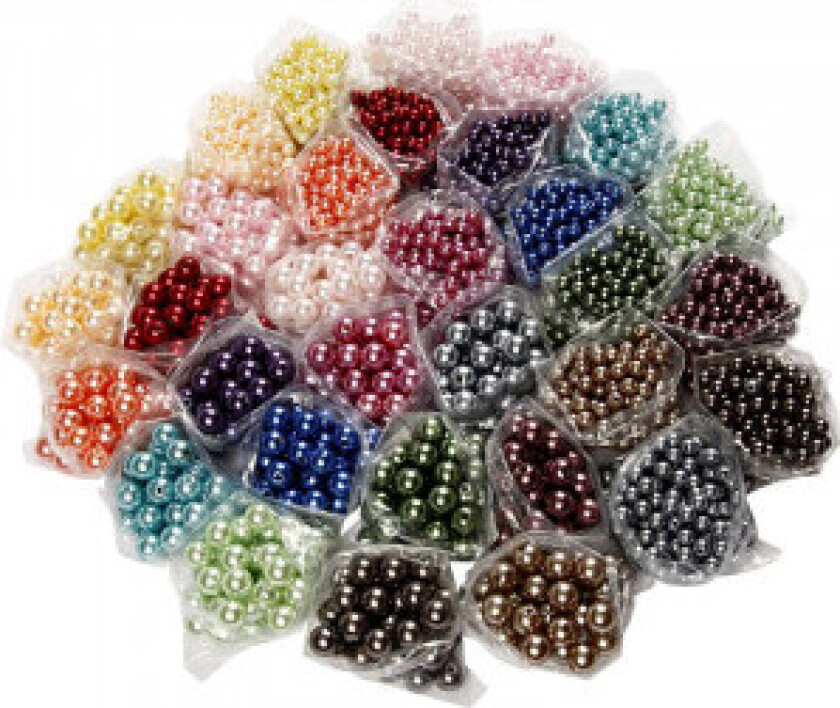 Bilde av Luksus voksperler, ass. farger, dia. 6+10 mm, hullstr. 1,5+2 mm, 32x20