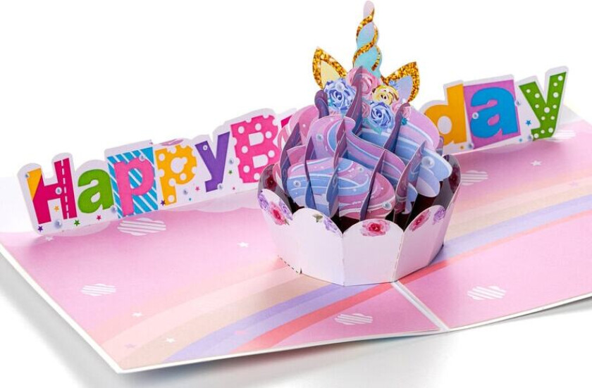 Bilde av 3D pop up-kort – Bursdagskort med enhjørning