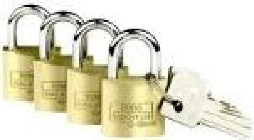 4er Set Set Quadro 222 40 SB Hængelås Identiske Messing Nøglelås