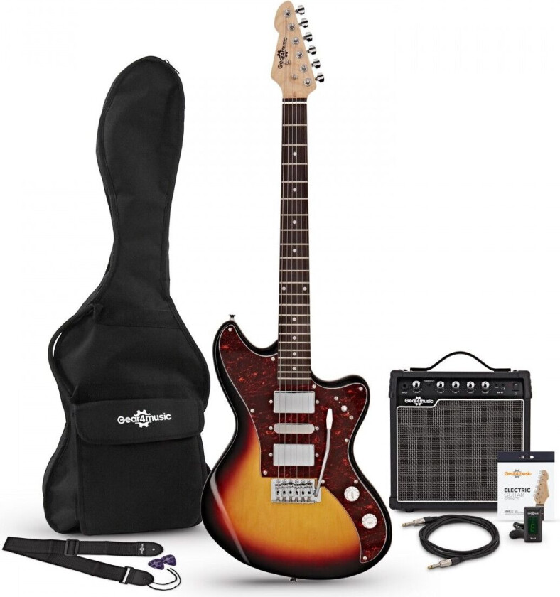 Bilde av Gear4Music Seattle Elektrisk Gitar + Forsterkerpakke Sunburst