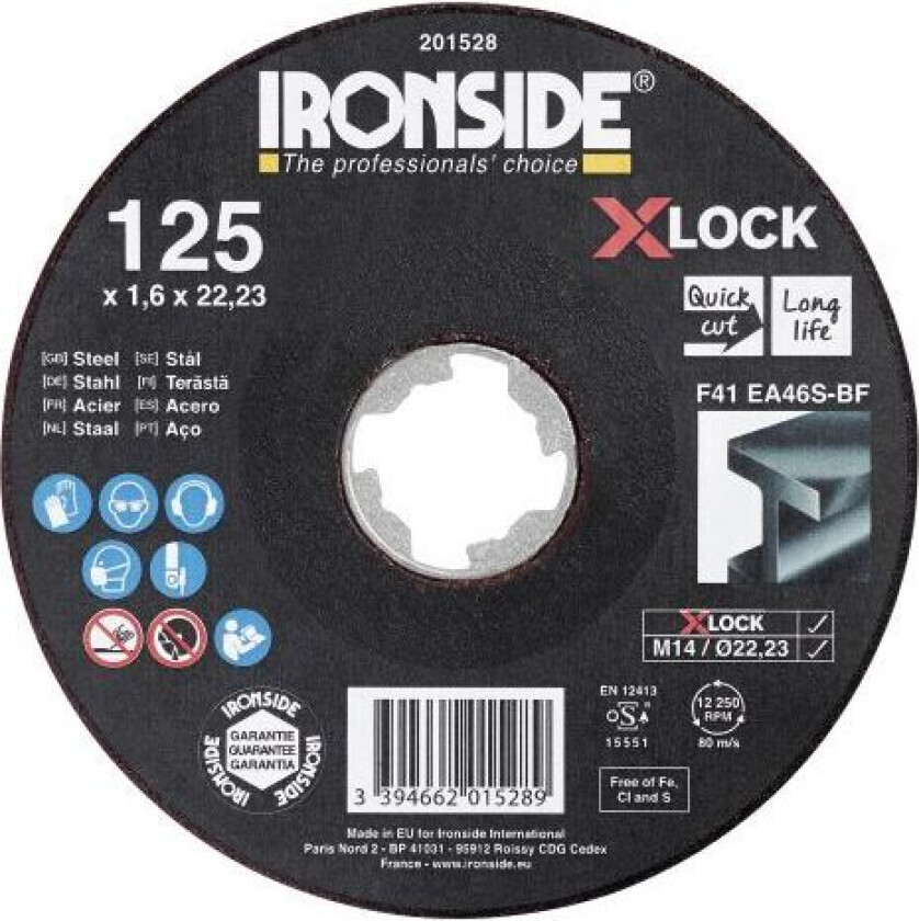 201530 Kappeskive 125 cm, X-LOCK, for stål, F42