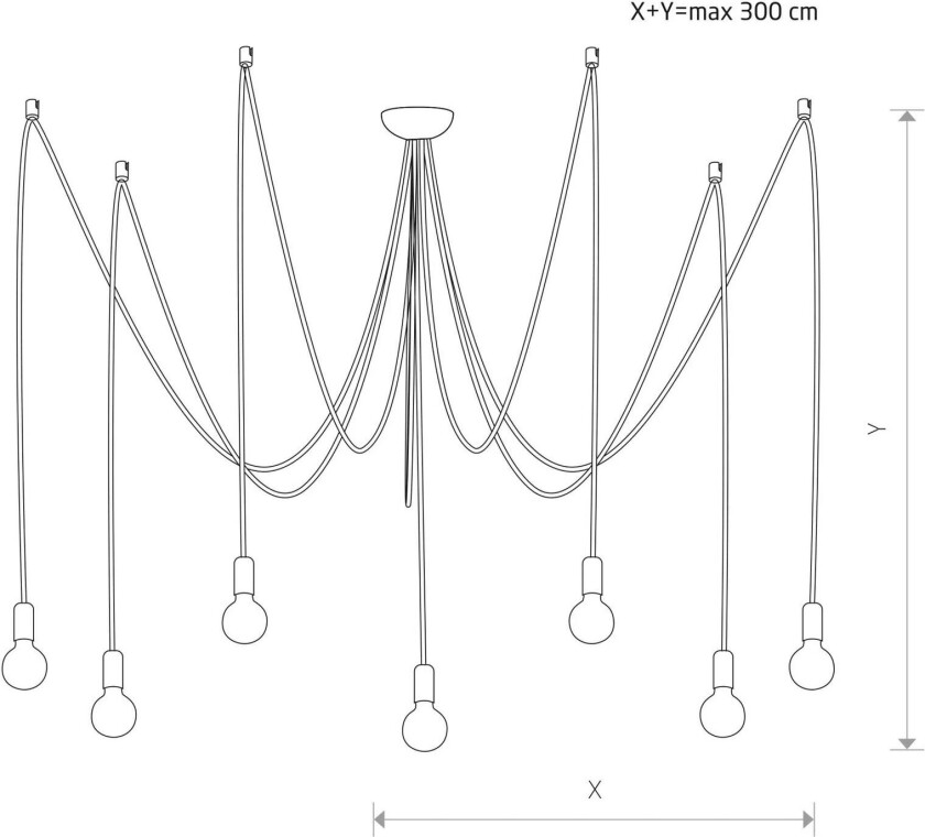 Hengelampe Spider i hvit, 7 lyskilder