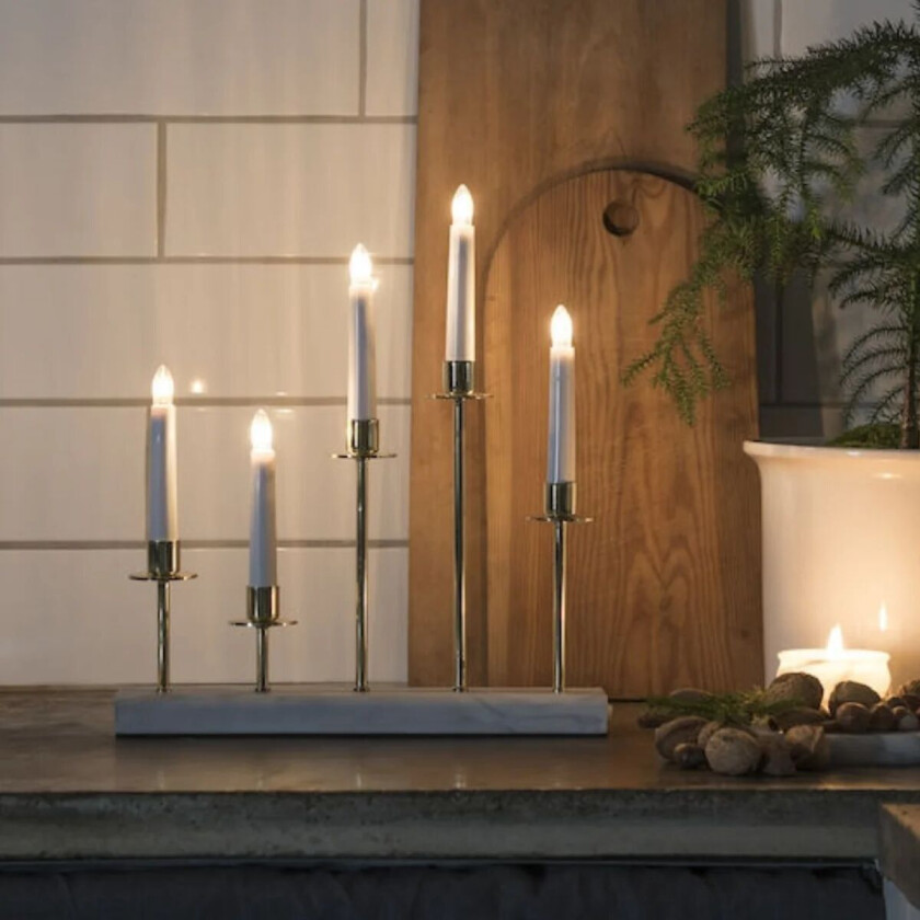Adventsstake 5 armet - marmor/messing