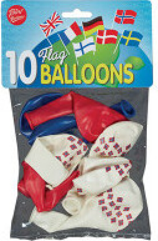 Ballonger Norsk flagg Ø26cm - 10 stk