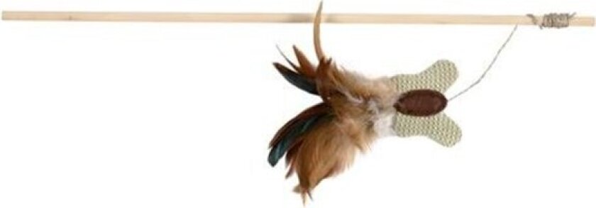 Playing rod with butterfly feather/wood/jute catn. 45 cm