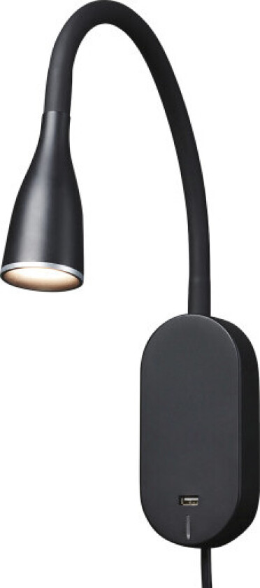 Eye vegglampe 5 watt dimbar m/ USB - Svart