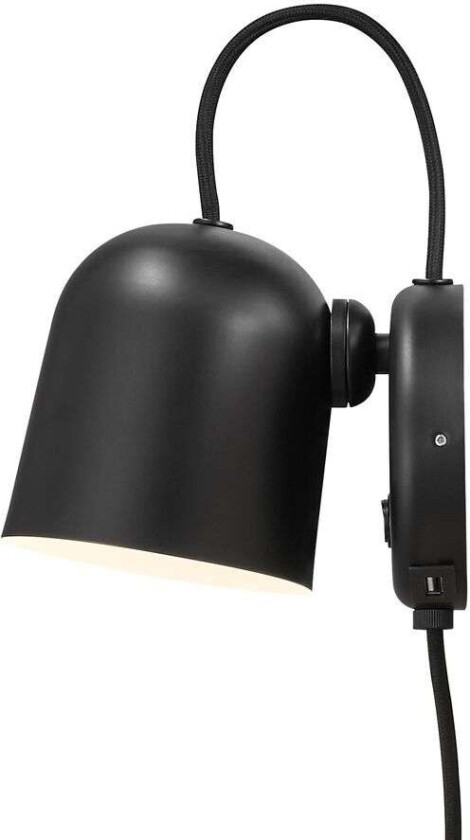 Angle vegglampe med USB - Svart