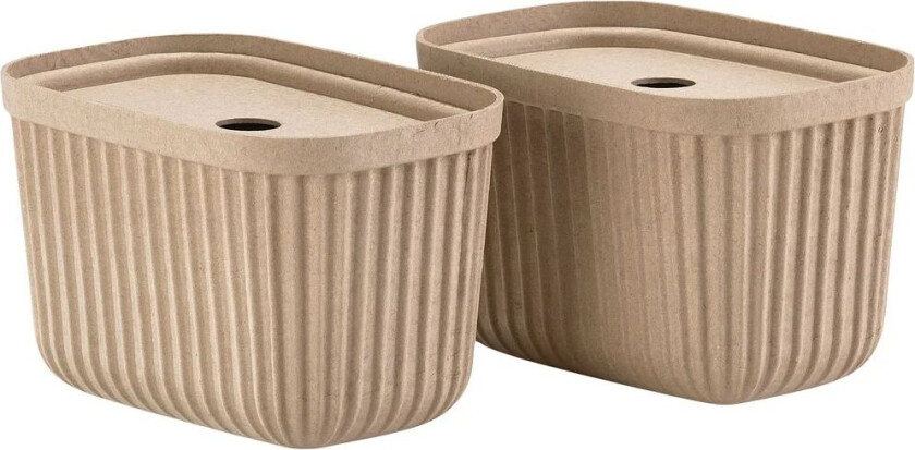 Bilde av Pulp oppbevaringsboks 15x23 cm 2-pack Natural Brown