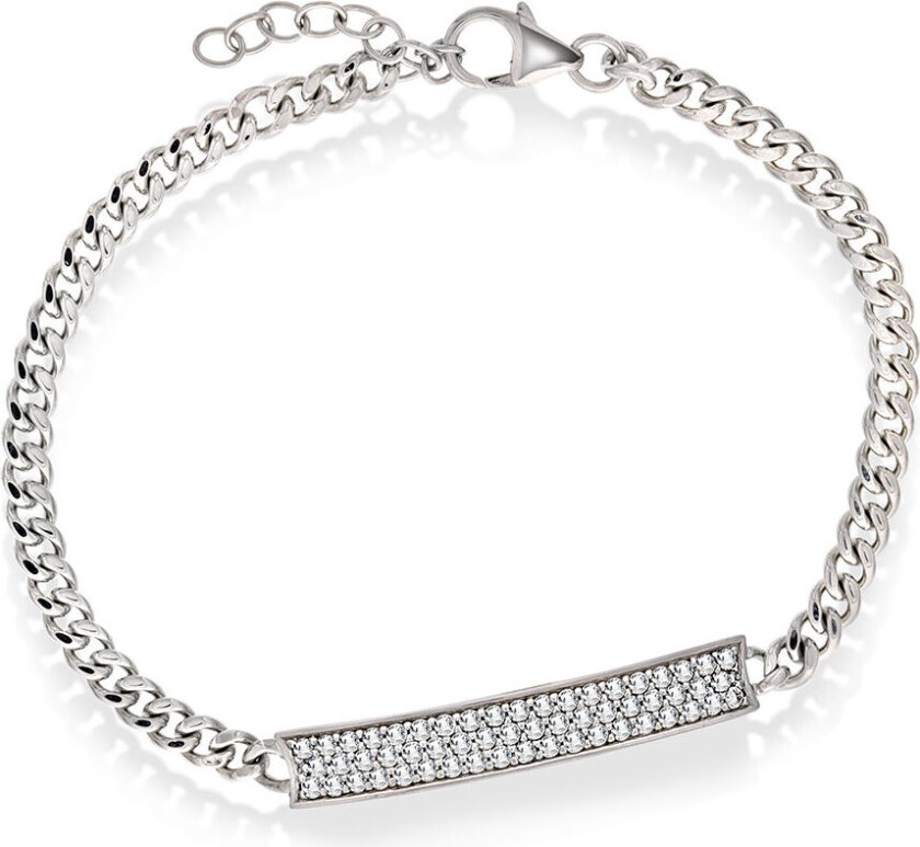 Armbånd i 925 rhodinert sølv med zirkonia