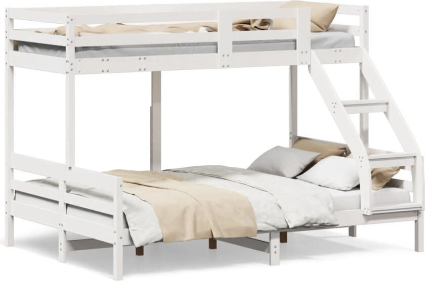 Køyeseng 90x200/140x200 cm hvit heltre furu