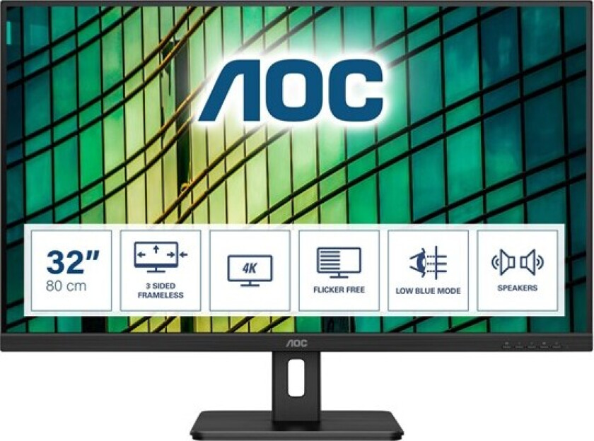 32" AOC U32E2N 4K UHD Speakers - 4 ms - Skjerm