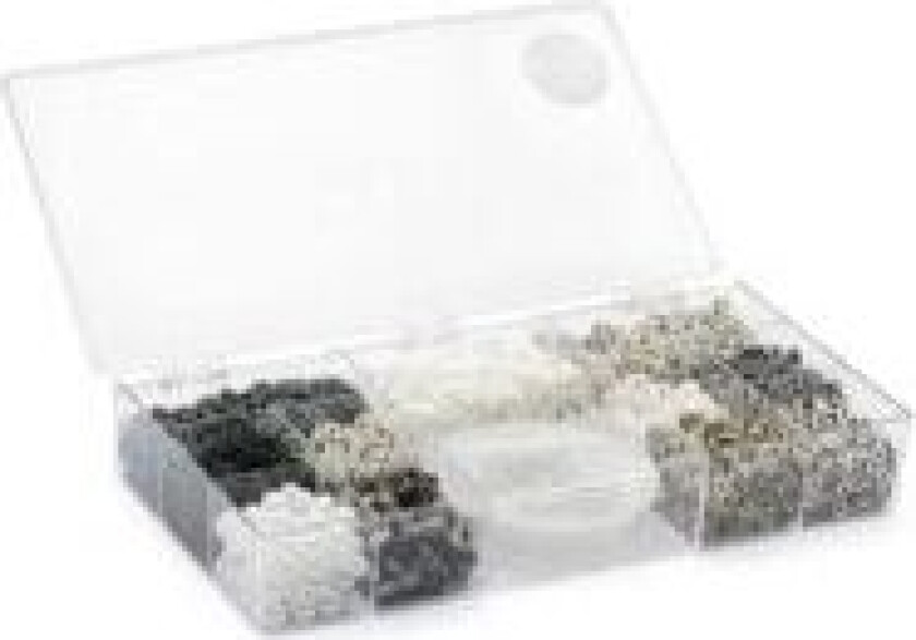 TOYMAX Heishi Fimo perlemix m/elastiksnor sort/grå/hvid