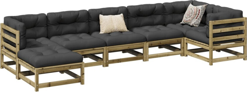 Hagesofasett 7 deler impregnert furu