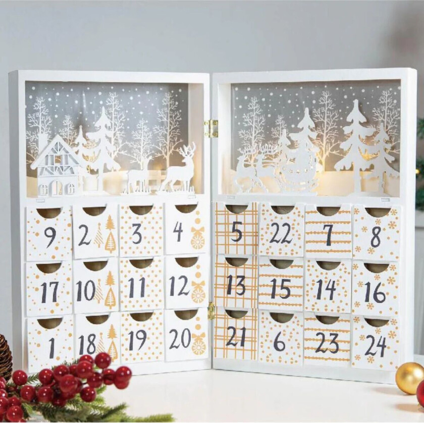 Julekalender med lys 39 cm Batteridrevet