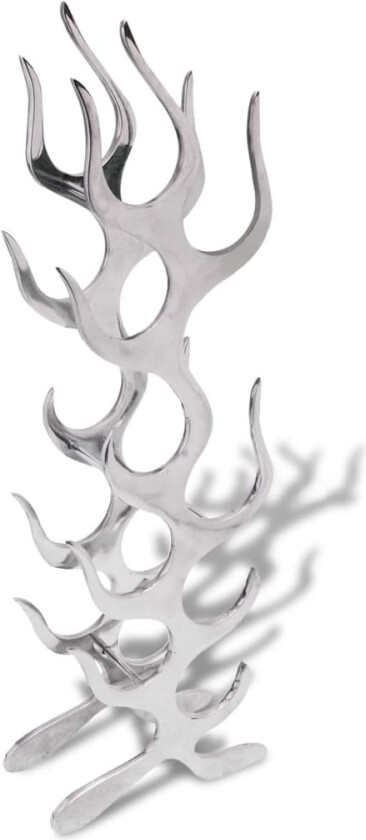 Vinstativ flammeformet aluminium sølv - 9 flasker