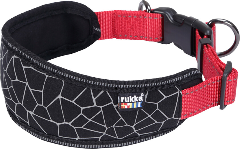 Rukka® Cube Soft Halsbånd, rød / svart - Str M: 30-50 cm Halsomfang, B 25 mm