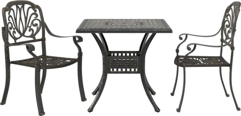 Bistrosett 3 deler bronse støpt aluminium