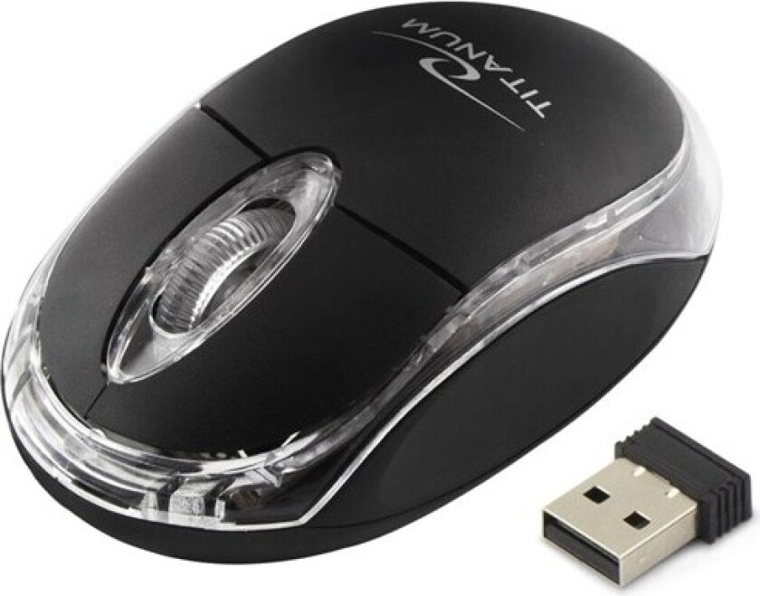 TITANUM WIRELESS OPTICAL MOUSE 2.4GHz 3D USB CONDOR BLACK - Ergonomisk mus - Optisk - 3 knapper - Svart