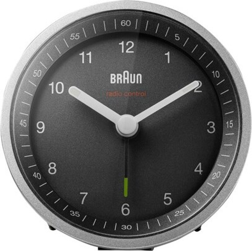 BC07 - alarm clock - round - quartz - desktop - silver/black