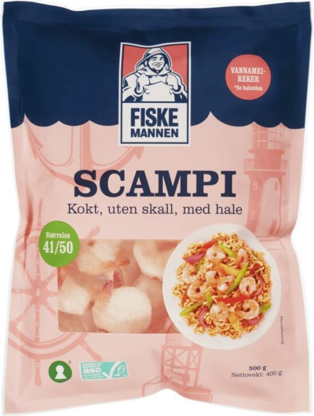 Scampi Asc 41/50 Kokt u/Skall 500g