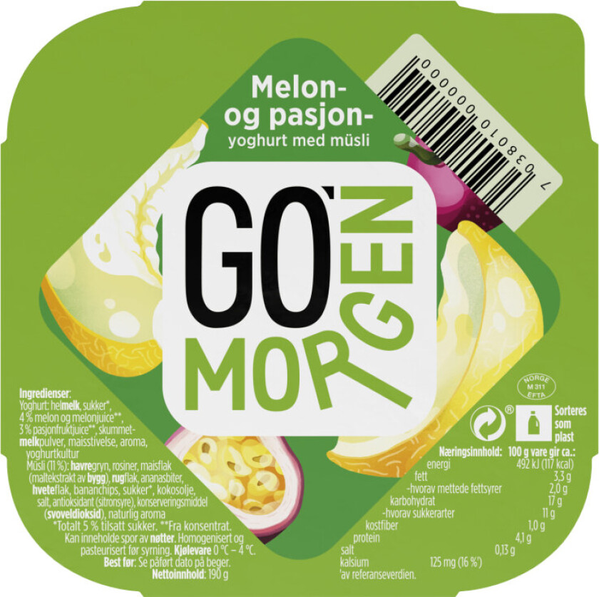 Tine Go'Morgen Melon/Pasjon 190g
