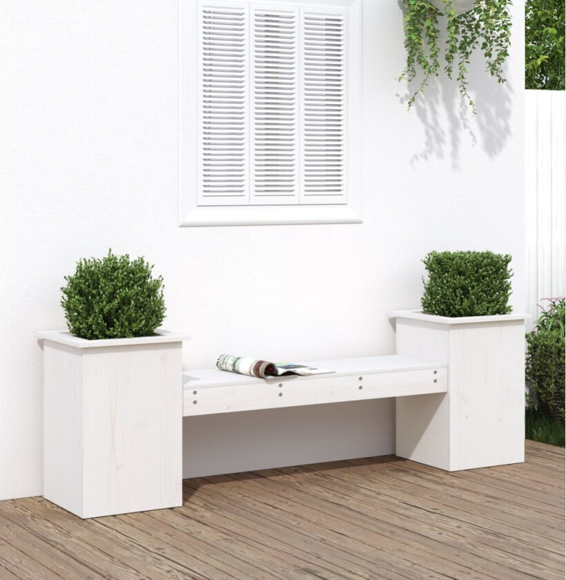 Plantebenk hvit 184,5x39,5x56,5 cm heltre furu