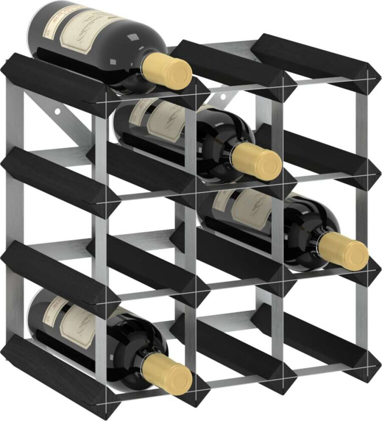 Vinstativ for 12 flasker svart heltre furu