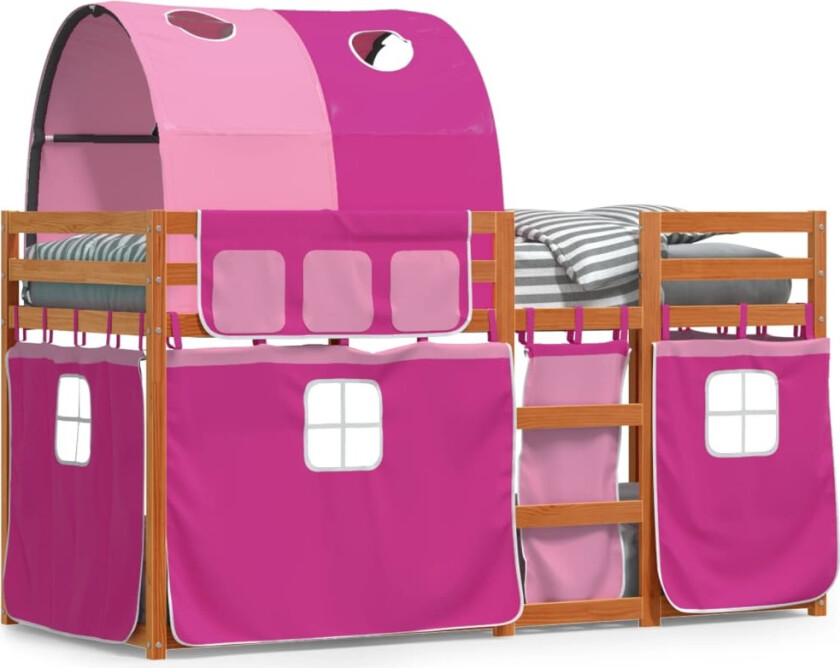 Køyeseng med gardiner rose 80x200 cm heltre furu