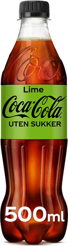 Coca-Cola u/Sukker Lime 0,5l flaske