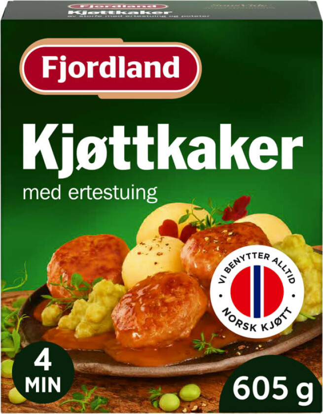 Fjordland kjøttkaker av storfe med ertestuing og poteter 605 g