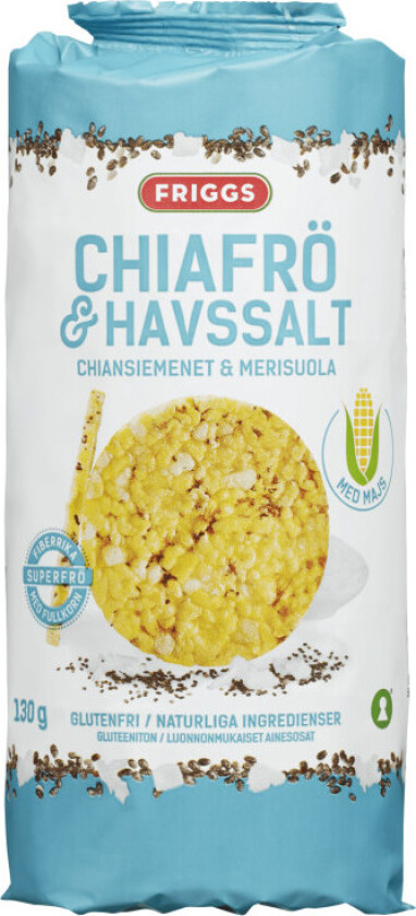 Friggs Maiskaker chia & havsalt, 130g