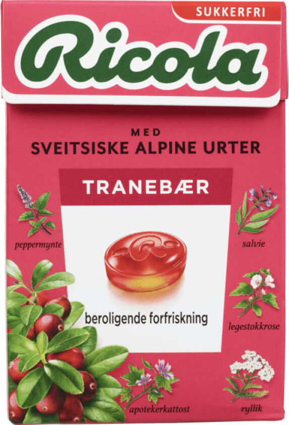 Ricola Tranebær Sukkerfri 50g