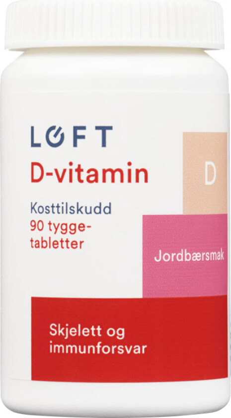 Vitamin D Tyggetablett Jordbær 90stk